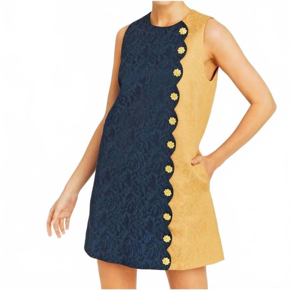 New Mestiza Etta Mini Dress size 6 in Navy/ Tan